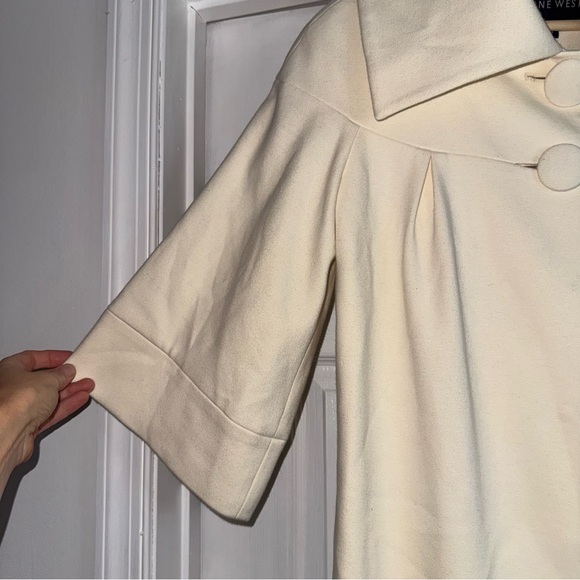 Nine West Swing Coat Wool 3/4 Sleeve Ivory 4 Rare Ad or Photoshoot Sample! White - Picture 3 of 7